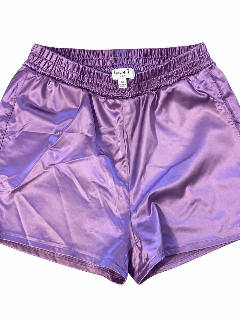 love J Purple Satin Lounge Shorts